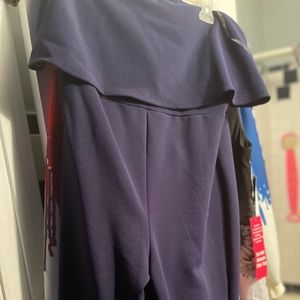 Navy blue ridges pants suit.Fits smoothly. Accents all the areas deserved